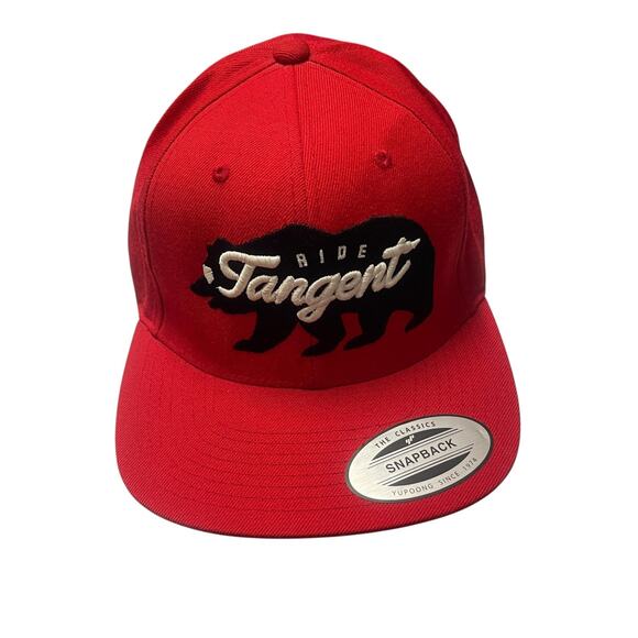 Ride Tangent Hat Cap Snap Back Red Black Bear Embroidered Graphic Mens Yupoong - Picture 1 of 7